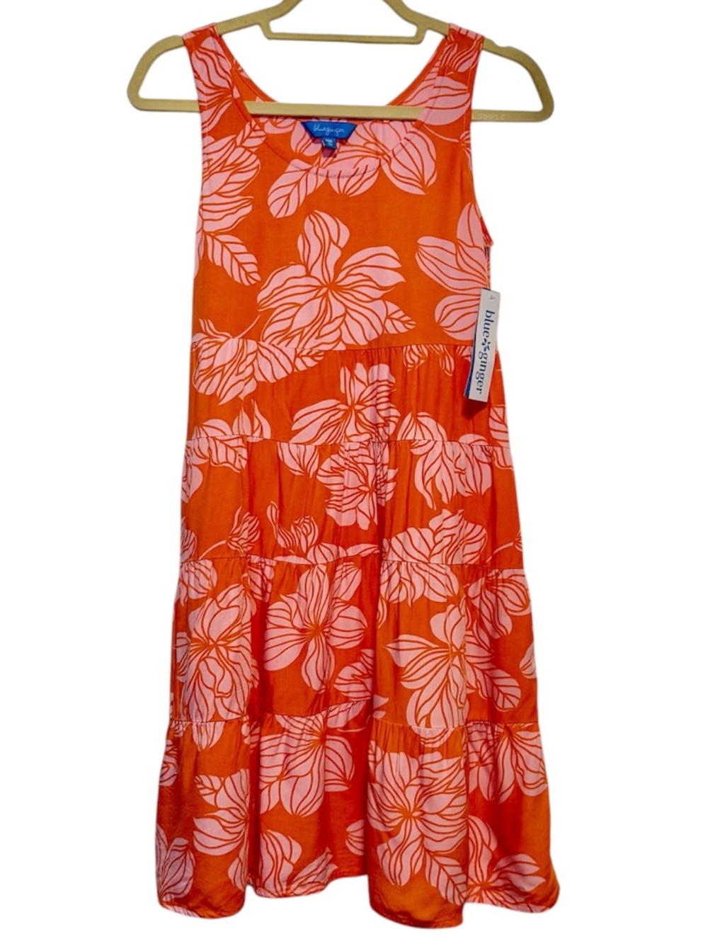 NWT Blue Ginger Pink Poppy Floral Short Tiered Dress Size XXS